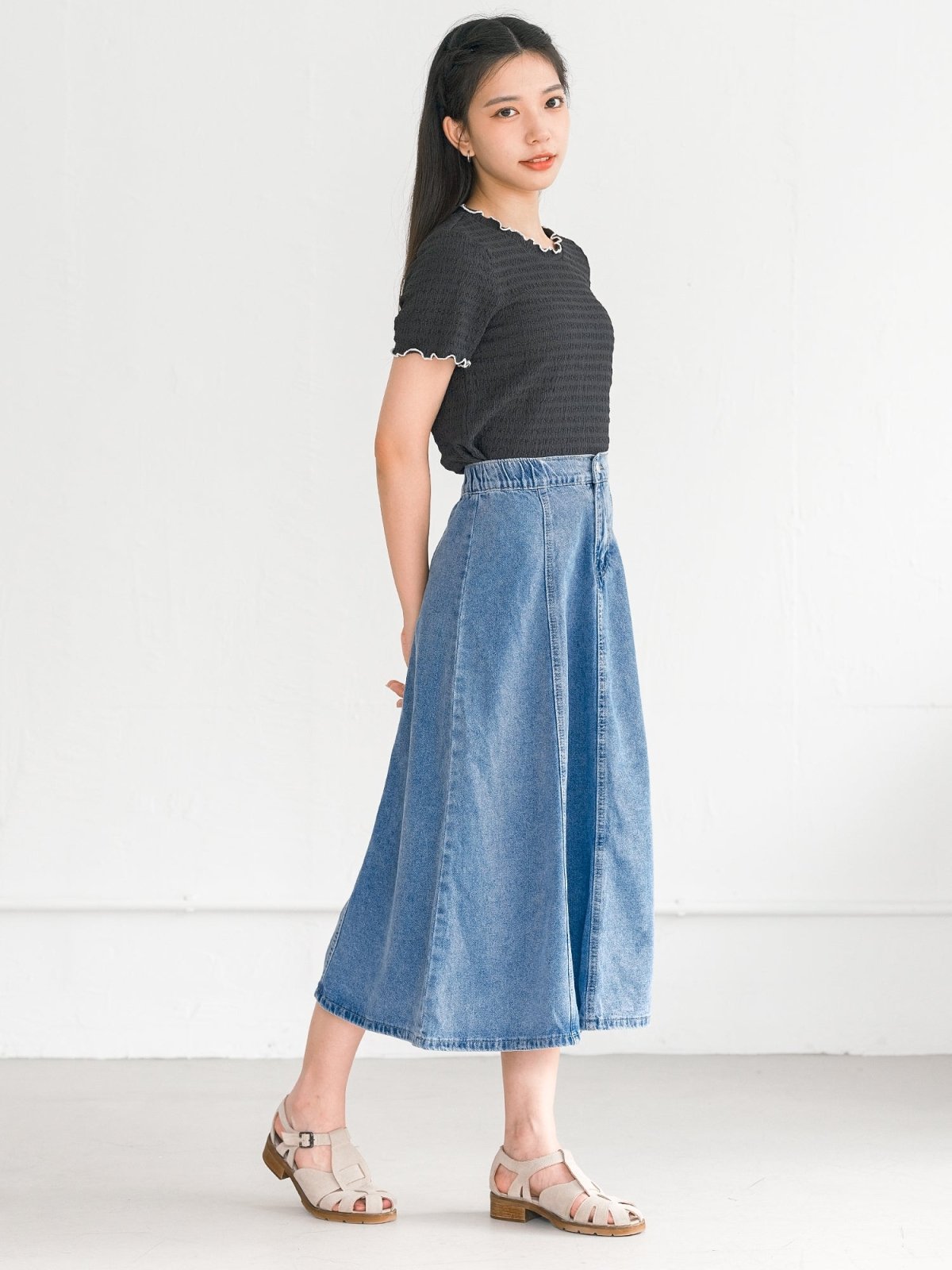Fiore Flare Hem Denim Skirt - DAG-G-220178LightDenimS - Light Denim - S - D'ZAGE Designs