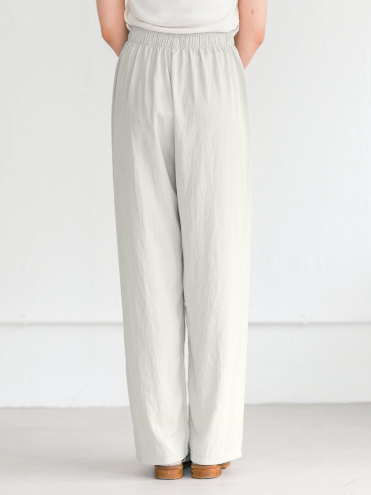 Rachel Tie Waist Wide Leg Trousers - DAG-G-220176WhiteF - Greenish White - F - D'ZAGE Designs