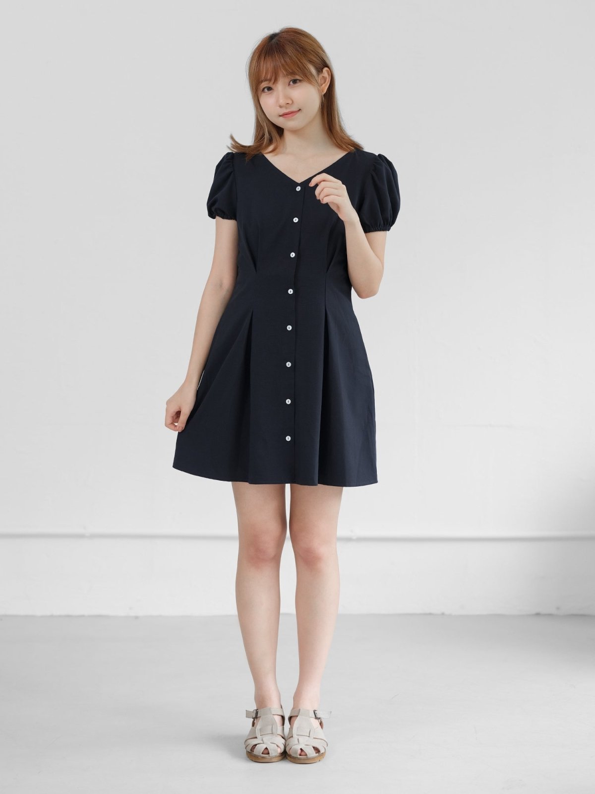 Celeste Cut Out Tie Back Dress - DAG-DD0834-23NavyS - Navy Blue - S - D'ZAGE Designs