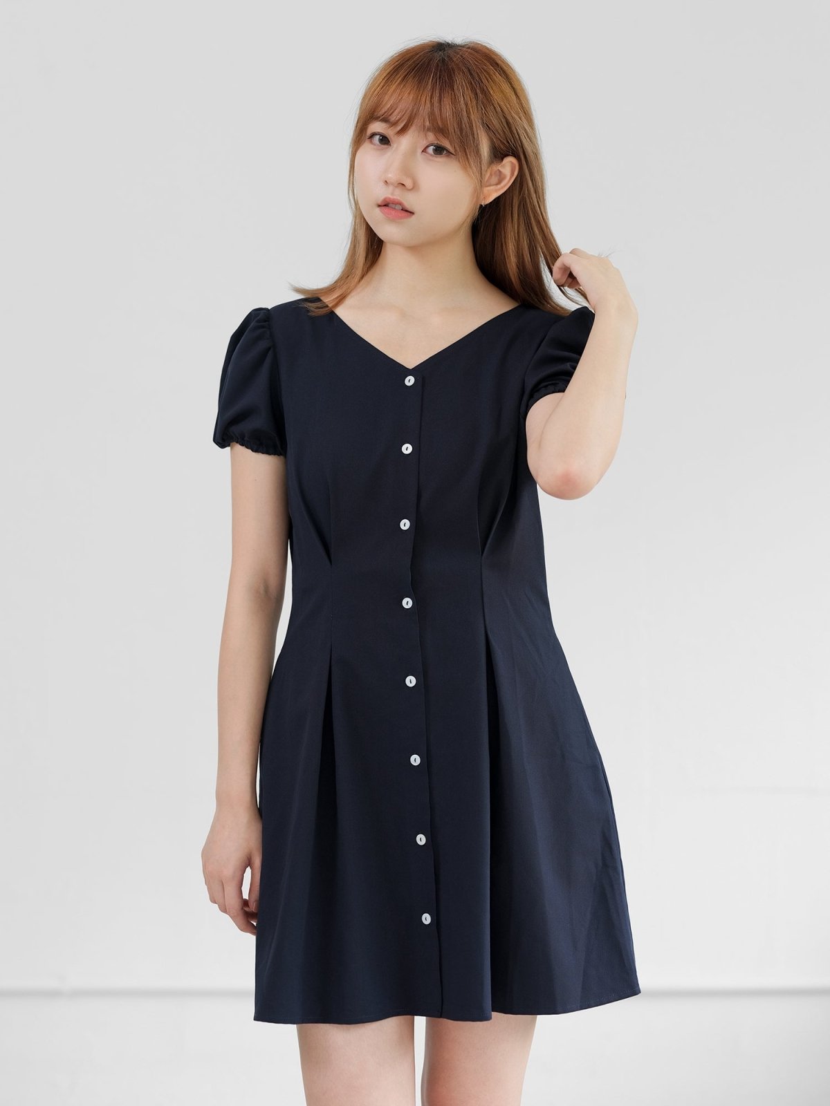 Celeste Cut Out Tie Back Dress - DAG-DD0834-23NavyS - Navy Blue - S - D'ZAGE Designs