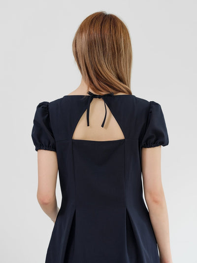 Celeste Cut Out Tie Back Dress - DAG-DD0834-23NavyS - Navy Blue - S - D'ZAGE Designs
