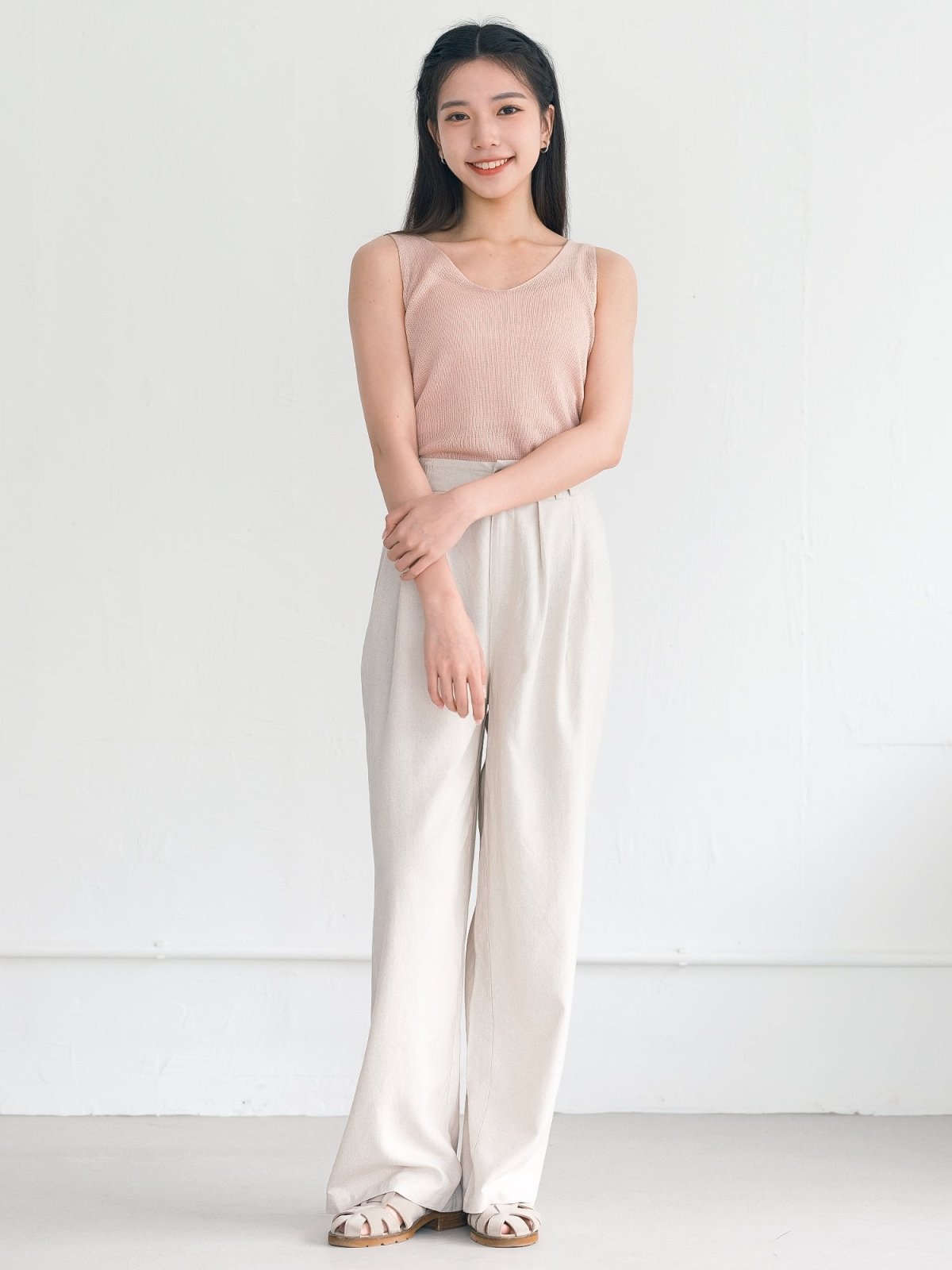 Brook [Extra Comfy] Sleeveless Knit Top - DAG-G-220175PinkF - Pink - F - D'ZAGE Designs