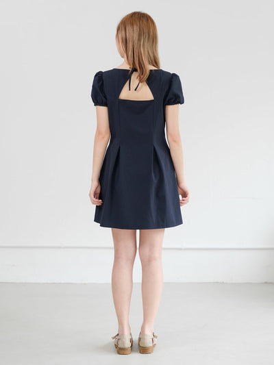 Celeste Cut Out Tie Back Dress - DAG-DD0834-23NavyS - Navy Blue - S - D'ZAGE Designs