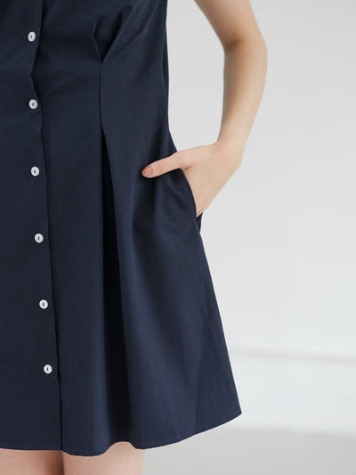 Celeste Cut Out Tie Back Dress - DAG-DD0834-23NavyS - Navy Blue - S - D'ZAGE Designs