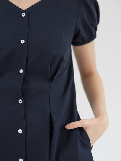 Celeste Cut Out Tie Back Dress - DAG-DD0834-23NavyS - Navy Blue - S - D'ZAGE Designs