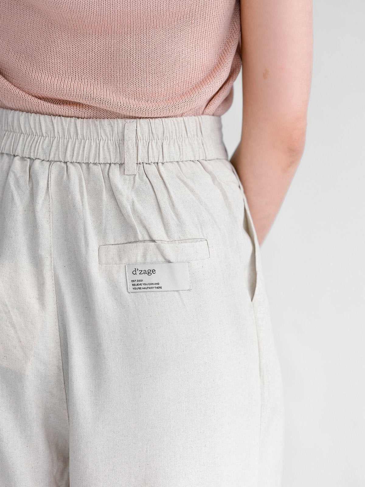 Paya Pleated Linen Cotton Pants - DAG-G-220172IvoryS - Linen - S - D'ZAGE Designs