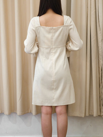 Corduroy Front Gathered Dress - DAG-DD8798-21CreamPuffS - Mochi Ivory - S - D'ZAGE Designs