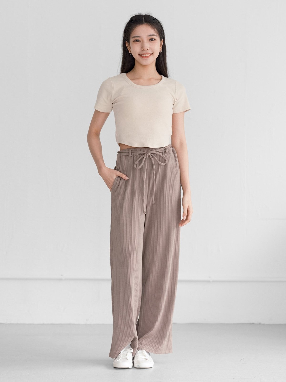 Bema Short Sleeve Crop Tee - DAG-G-220179IvoryF - Ivory Cream - F - D'ZAGE Designs