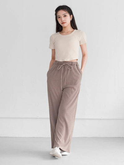 Bema Short Sleeve Crop Tee - DAG-G-220179IvoryF - Ivory Cream - F - D'ZAGE Designs
