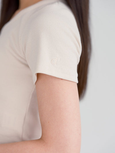 Bema Short Sleeve Crop Tee - DAG-G-220179IvoryF - Ivory Cream - F - D'ZAGE Designs