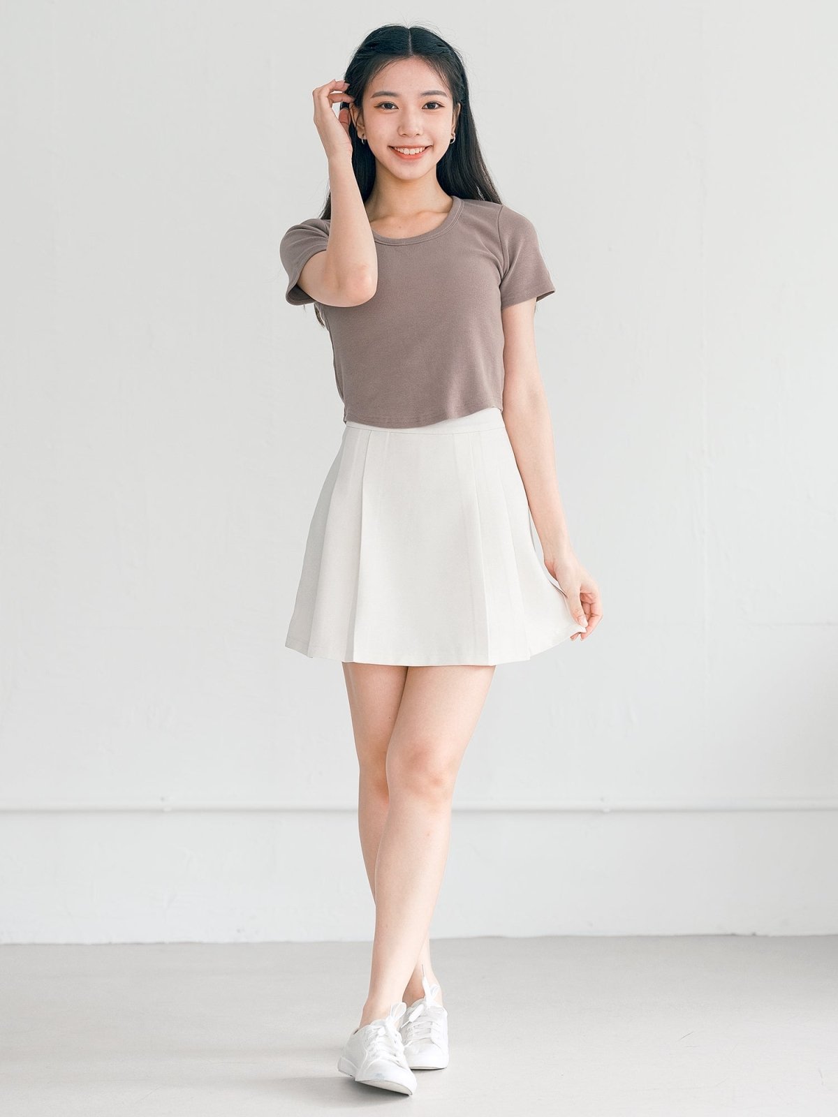 Bema Short Sleeve Crop Tee - DAG-G-220179BrownieF - Brownie - F - D'ZAGE Designs