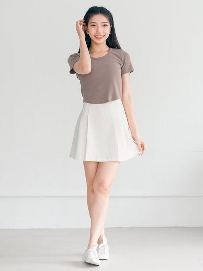 Bema Short Sleeve Crop Tee - DAG-G-220179BrownieF - Brownie - F - D'ZAGE Designs
