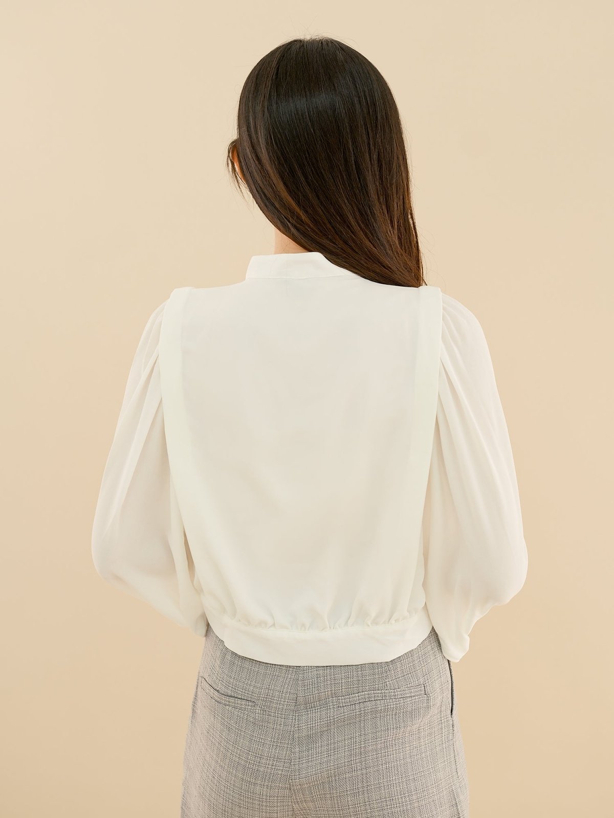 Cropped Button Up Blouse IVORY - DAG-DD7844-21IvoryXS - Marshmallow White - XS - D'ZAGE Designs