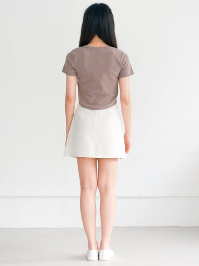 Bema Short Sleeve Crop Tee - DAG-G-220179BrownieF - Brownie - F - D'ZAGE Designs