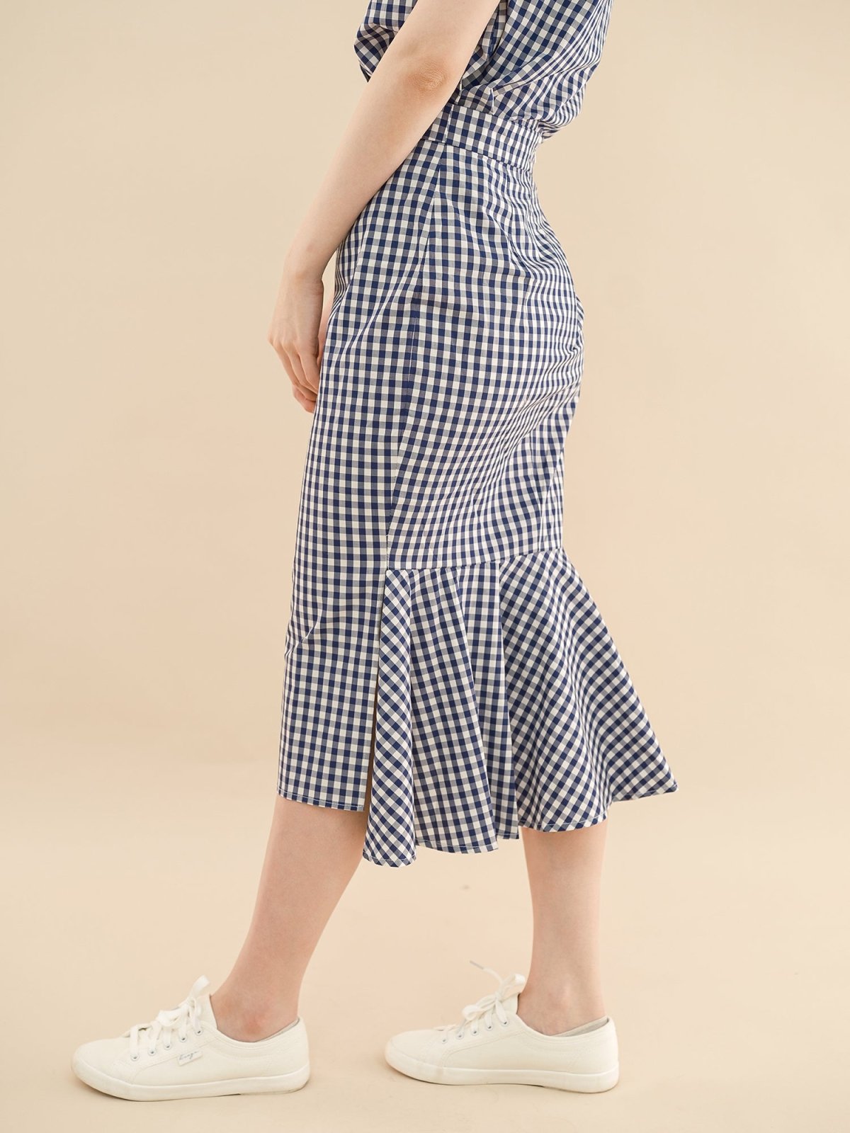Mermaid Checkered Skirt - DAG-DD8468-21ClassicNavyS - Blue White Checkers - S - D'ZAGE Designs