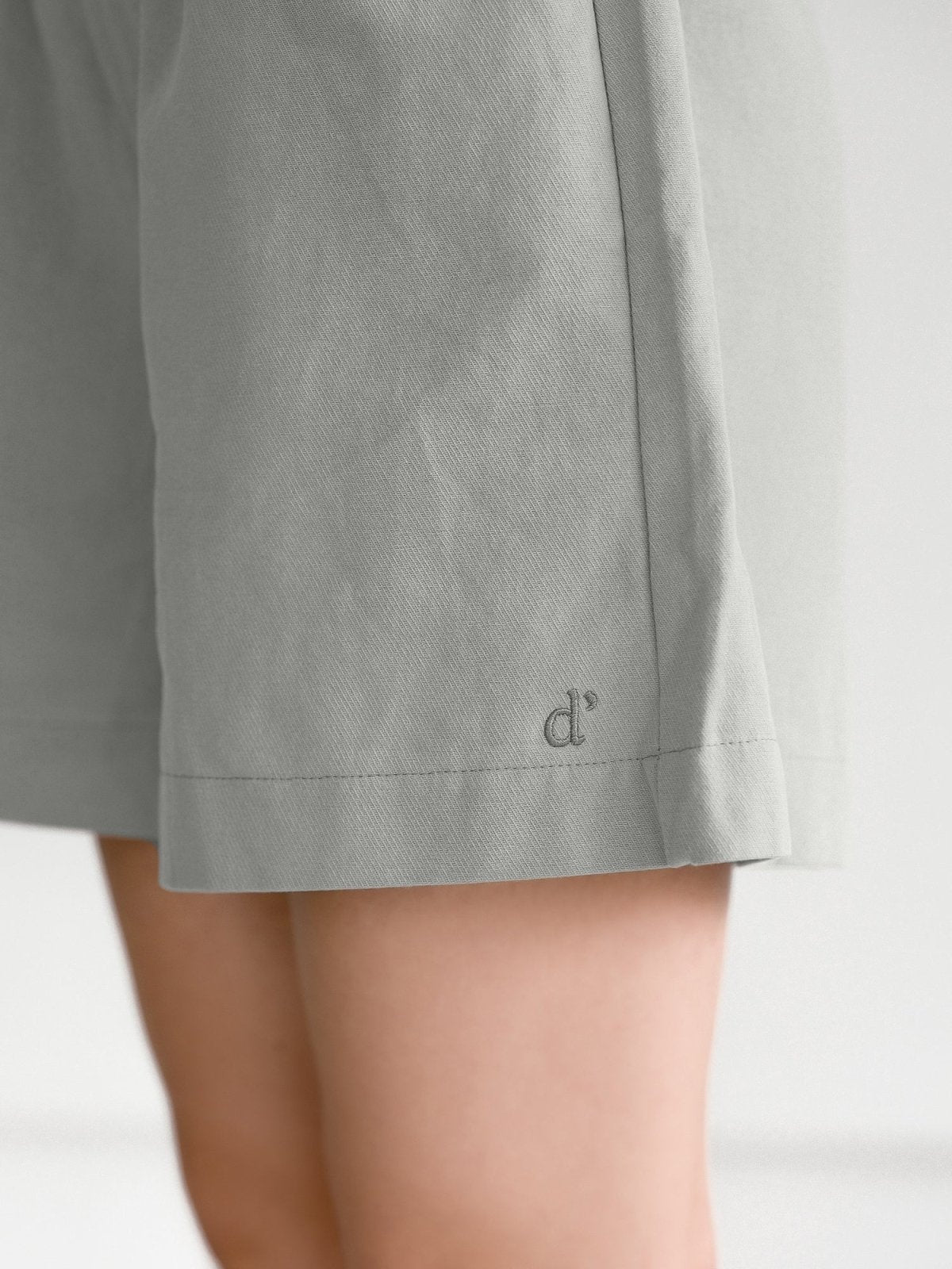 Hannah Elastic Cotton Shorts - DAG-G-220174GreyF - Stone Blue - F - D'ZAGE Designs