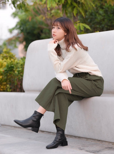 Belted Wide Leg Pants FOREST - DAG-DD8811-21ForestS - Matcha Green - S - D'ZAGE Designs
