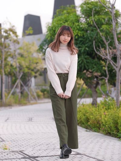 Belted Wide Leg Pants FOREST - DAG-DD8811-21ForestS - Matcha Green - S - D'ZAGE Designs