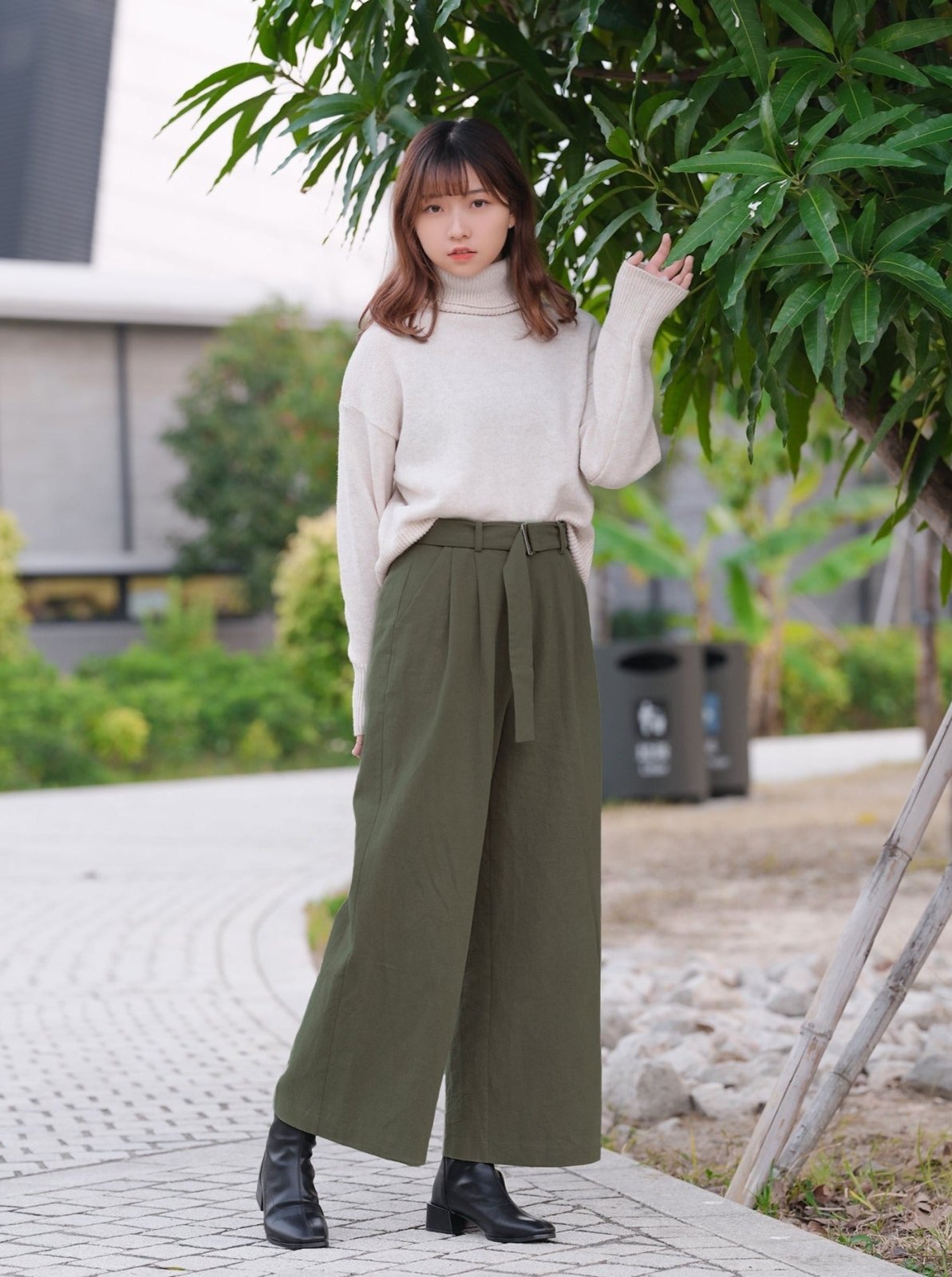 Belted Wide Leg Pants FOREST - DAG-DD8811-21ForestS - Matcha Green - S - D'ZAGE Designs