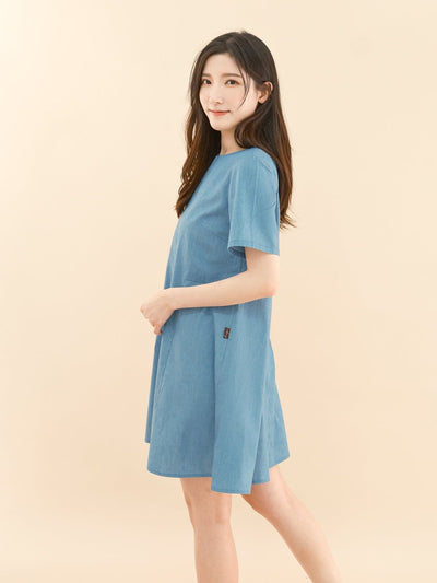 Penelope Panelled Mini Dress - DAG-DD9337-22LightDenimF - Baby Blue - F - D'ZAGE Designs