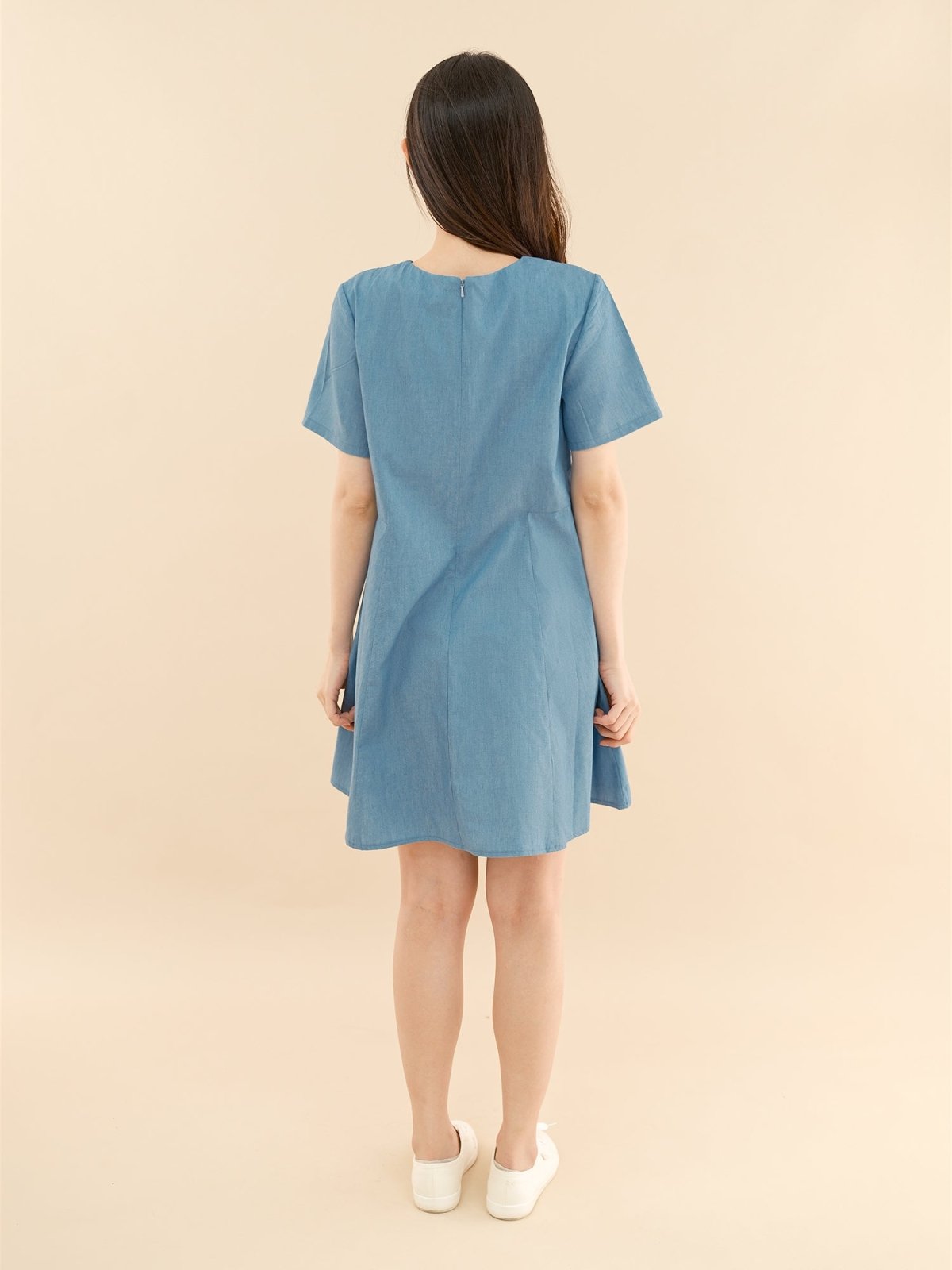 Penelope Panelled Mini Dress - DAG-DD9337-22LightDenimF - Baby Blue - F - D'ZAGE Designs