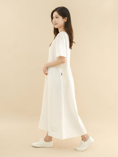 Layla Gathered Maxi Dress - DAG-DD9336-22MochiIvoryF - Mochi Ivory - F - D'ZAGE Designs