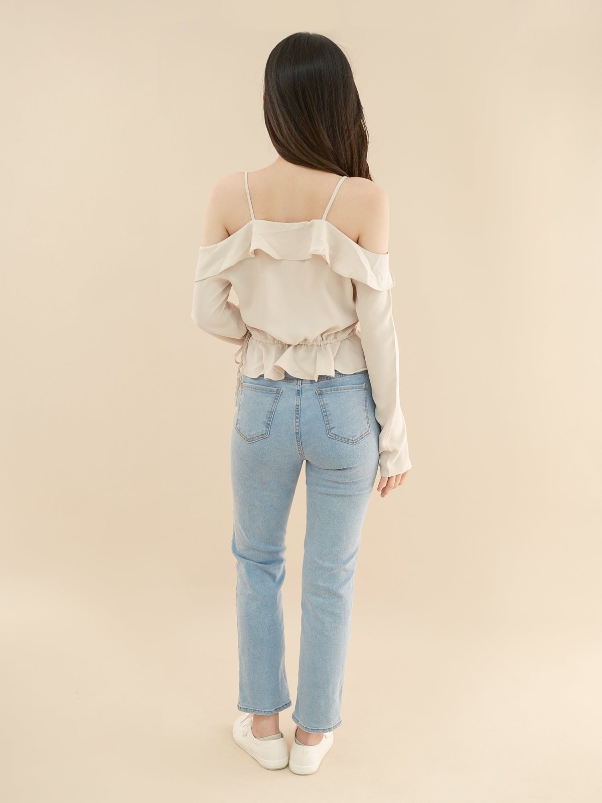 Cold Shoulder Blouse CHAMPAGNE - DAG-DD7837-21ChampagneS - Almond Cream - S - D'ZAGE Designs