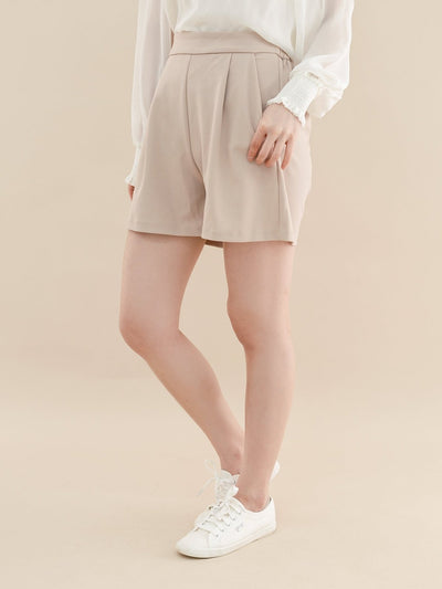 Pleated A-line Shorts ALMOND - DAG-DD8509-21NudeS - Beige - S - D'ZAGE Designs