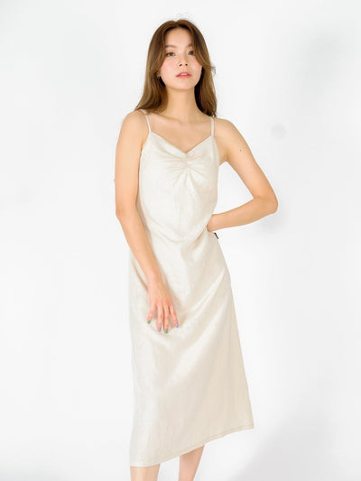 Lowri Ruched Front Cami Dress ALMOND CREAM - DAG-DD9472-22AlmondCreamF - Almond Cream - F - D'ZAGE Designs