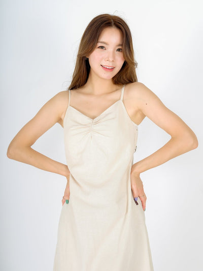 Lowri Ruched Front Cami Dress ALMOND CREAM - DAG-DD9472-22AlmondCreamF - Almond Cream - F - D'ZAGE Designs