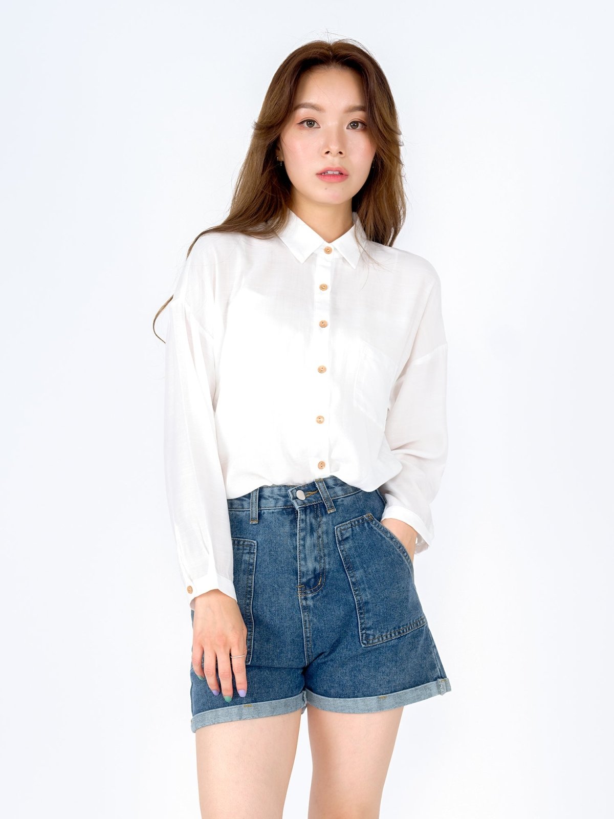 High Waisted Denim Short - DAG-8-9582-22-LightDenimS - Denim - S - D'ZAGE Designs