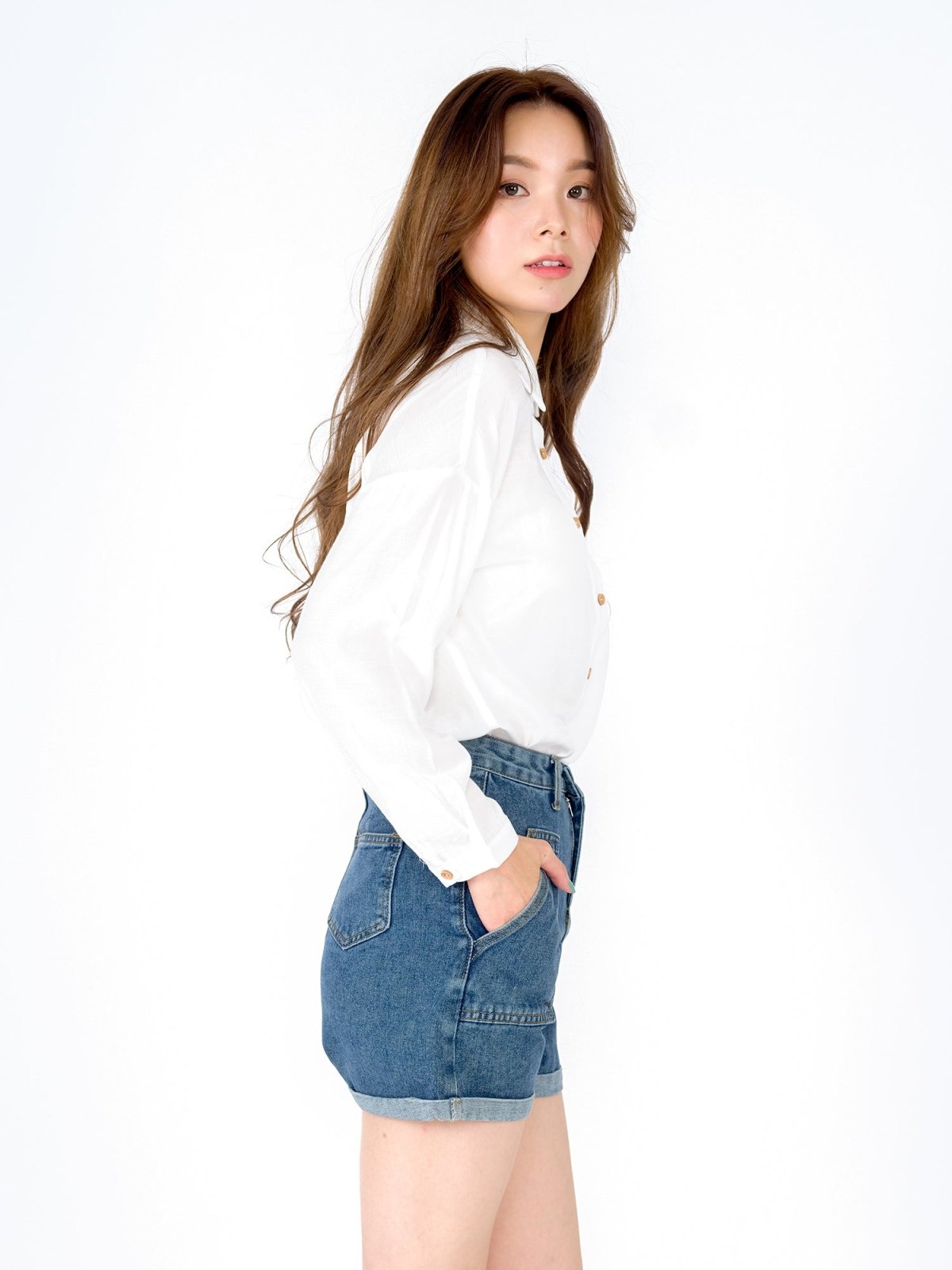 High Waisted Denim Short - DAG-8-9582-22-LightDenimS - Denim - S - D'ZAGE Designs