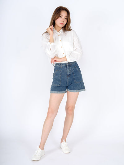High Waisted Denim Short - DAG-8-9582-22-LightDenimS - Denim - S - D'ZAGE Designs
