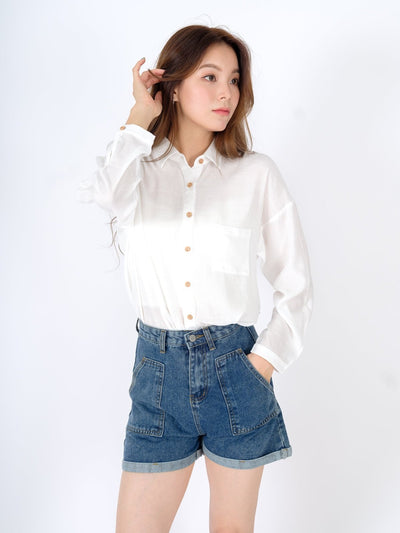 High Waisted Denim Short - DAG-8-9582-22-LightDenimS - Denim - S - D'ZAGE Designs