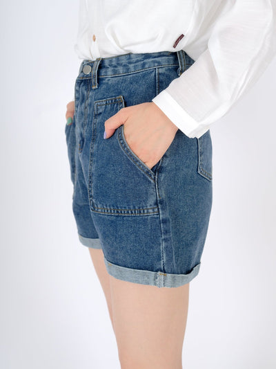 High Waisted Denim Short - DAG-8-9582-22-LightDenimS - Denim - S - D'ZAGE Designs