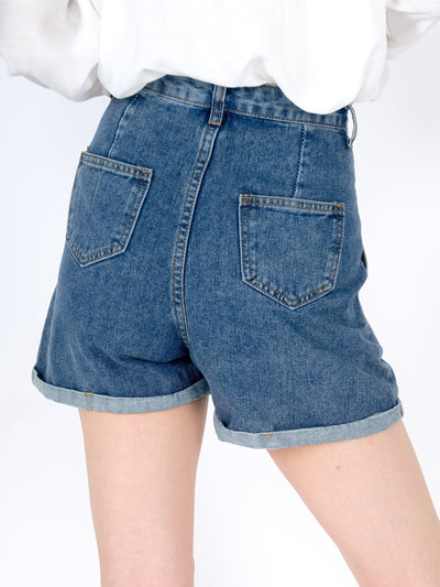 High Waisted Denim Short - DAG-8-9582-22-LightDenimS - Denim - S - D'ZAGE Designs
