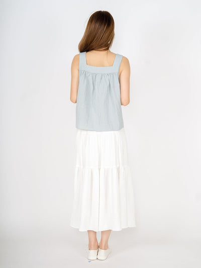 Ruth Flare Tie Back Sleeveless Top CHECKER - DAG-DD9480-22LtGreenGinghamF - Mint White Checkers - F - D'ZAGE Designs