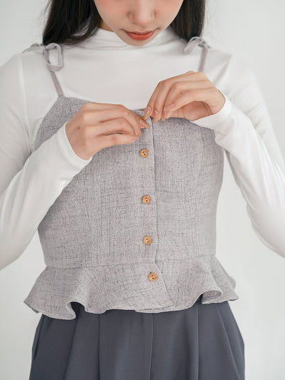Tay Tie Shoulder Mini Top - DAG-DD0097-23LightGrayS - Gray - F - D'ZAGE Designs