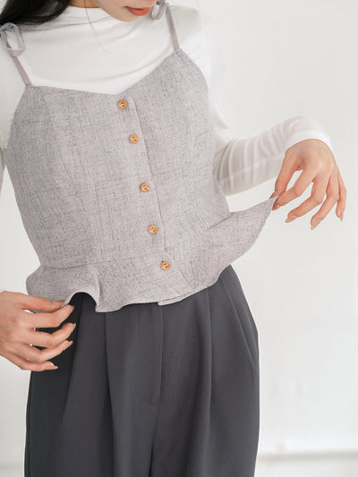 Tay Tie Shoulder Mini Top - DAG-DD0097-23LightGrayS - Gray - F - D'ZAGE Designs