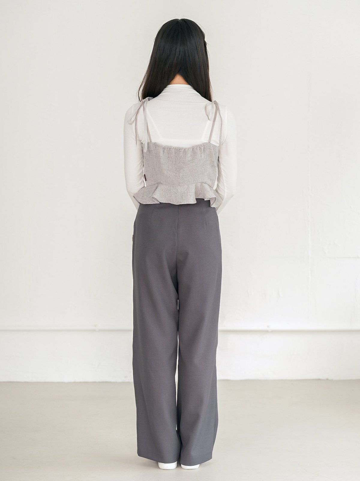 Tay Tie Shoulder Mini Top - DAG-DD0097-23LightGrayS - Gray - F - D'ZAGE Designs