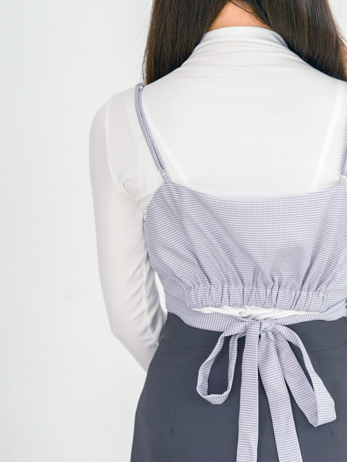 Hala Houndstooth Wrap Mini Top - DAG-DD0156-23BluePlaidS - Blue Lavender - S - D'ZAGE Designs