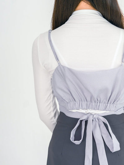 Hala Houndstooth Wrap Mini Top - DAG-DD0156-23BluePlaidS - Blue Lavender - S - D'ZAGE Designs