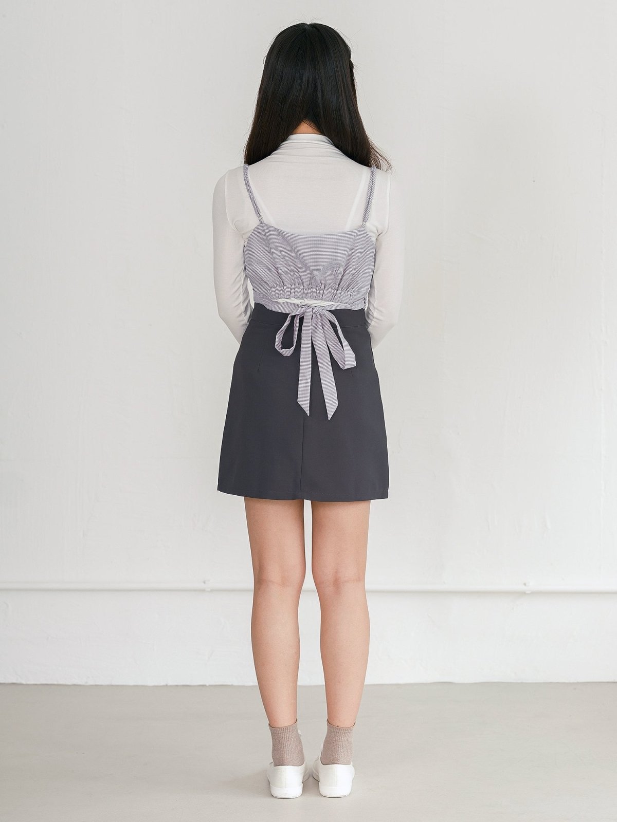 Hala Houndstooth Wrap Mini Top - DAG-DD0156-23BluePlaidS - Blue Lavender - S - D'ZAGE Designs