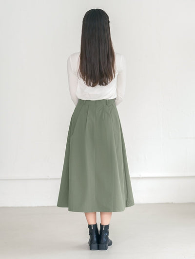 Bess Button Detail Midi Skirt - DAG-G-220090MatchaS - Forest Green - S - D'ZAGE Designs