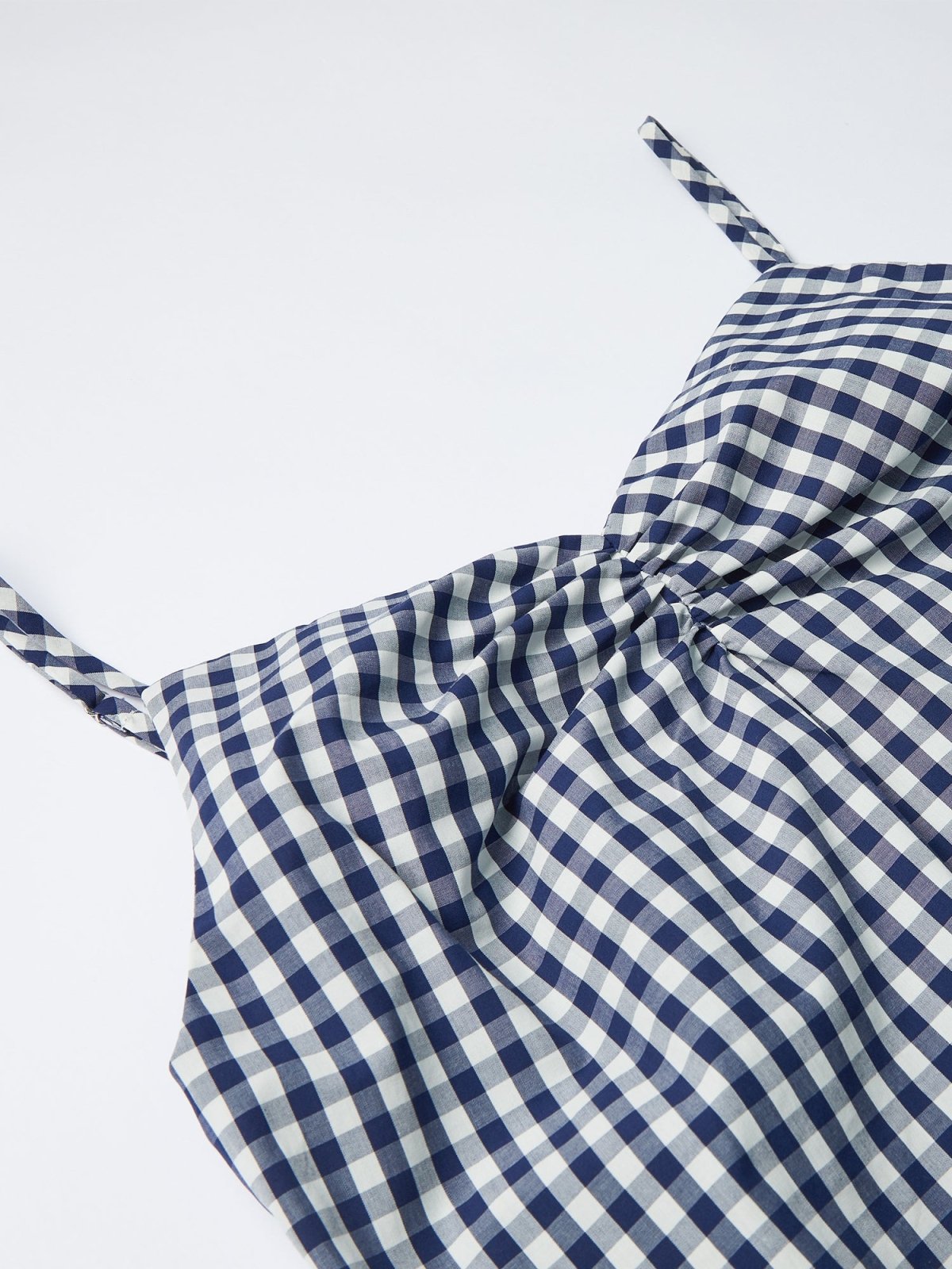 Lowri Ruched Front Cami Dress CHECKER - DAG-DD9472-22ClassNavyF - Blue White Checkers - F - D'ZAGE Designs