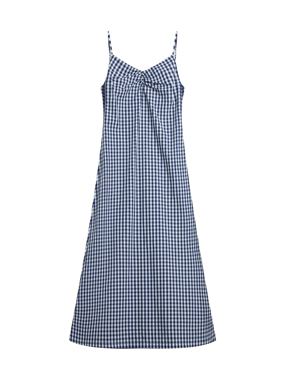 Lowri Ruched Front Cami Dress CHECKER - DAG-DD9472-22ClassNavyF - Blue White Checkers - F - D'ZAGE Designs