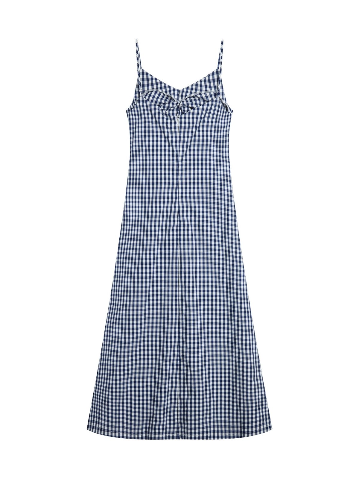 Lowri Ruched Front Cami Dress CHECKER - DAG-DD9472-22ClassNavyF - Blue White Checkers - F - D'ZAGE Designs
