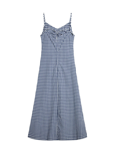 Lowri Ruched Front Cami Dress CHECKER - DAG-DD9472-22ClassNavyF - Blue White Checkers - F - D'ZAGE Designs