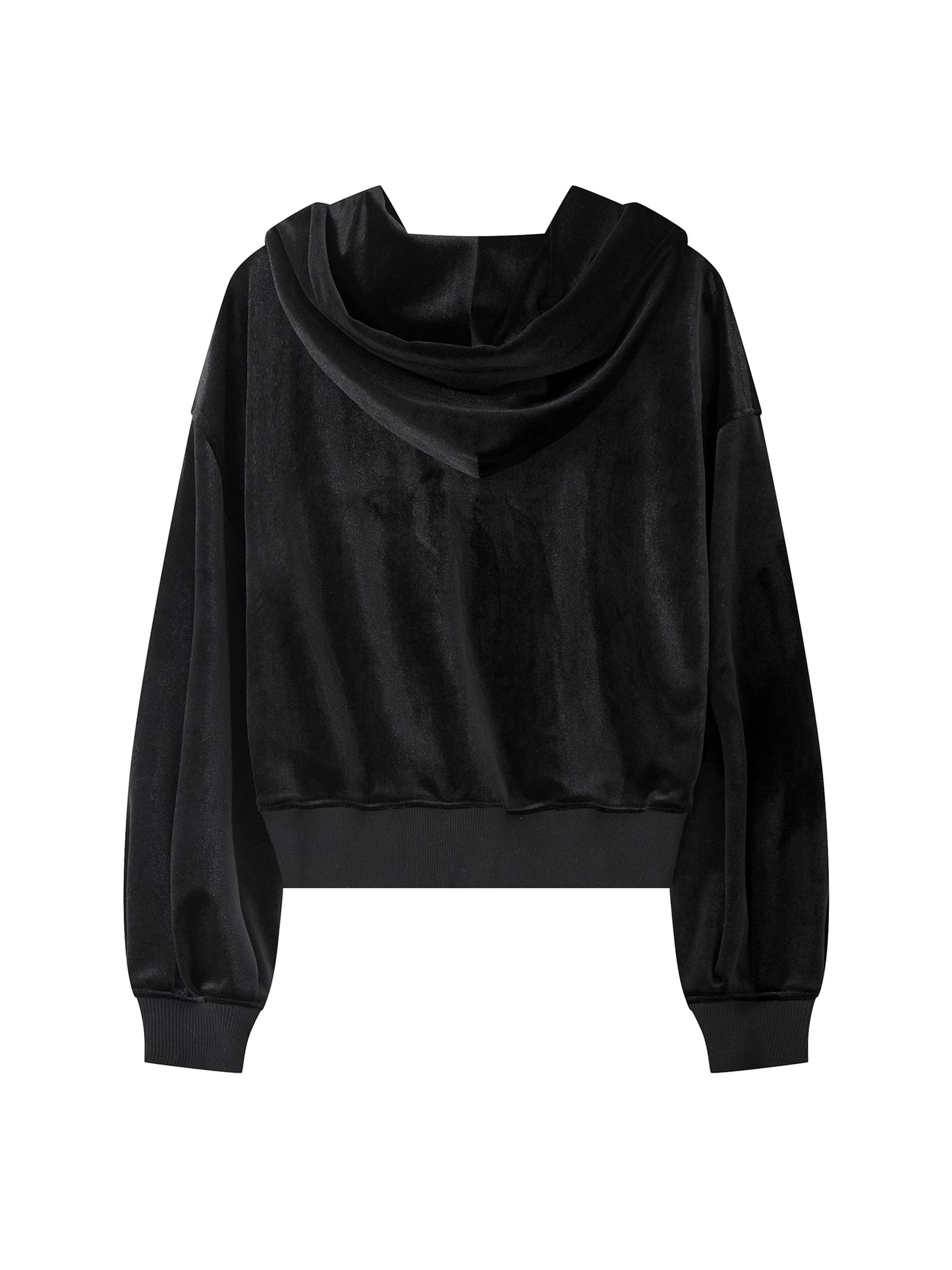 Cropped Velvet Hoodie