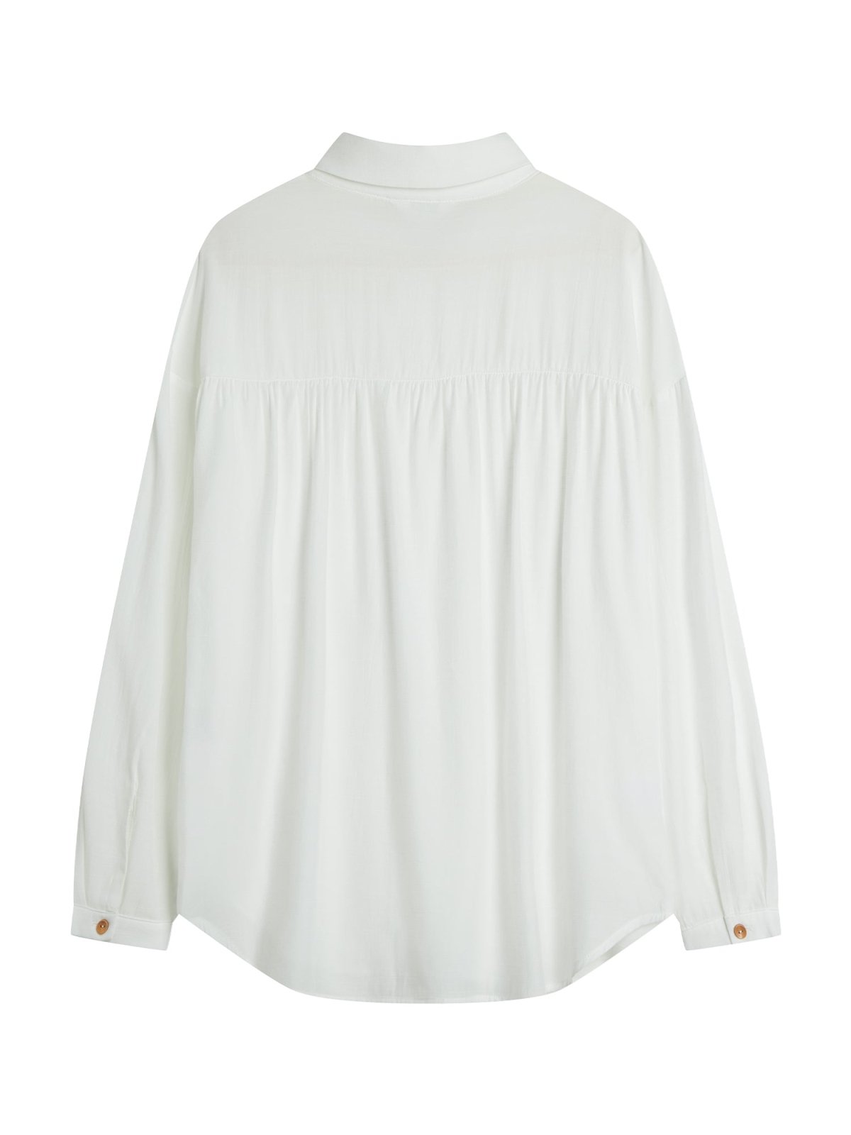 Cleo Semi Transparent Button Down Shirt IVORY - DAG-DD9482-22MochiIvoryF - Marshmallow White - F - D'ZAGE Designs